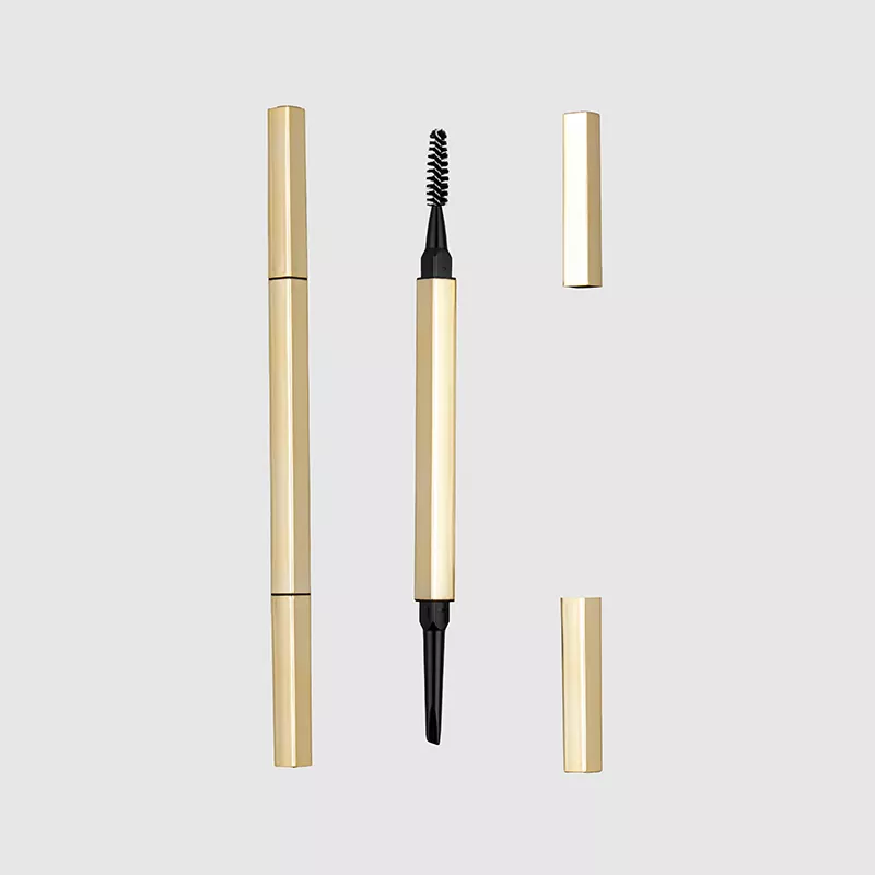 Pen Brown aluminium dual-rampung kanthi kemasan sikat tapered